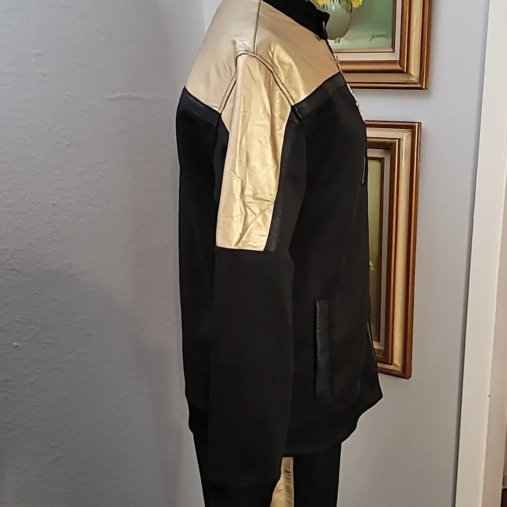 INC black and metallic gold track suit pants and jacket size large - Picture 7 of 16
